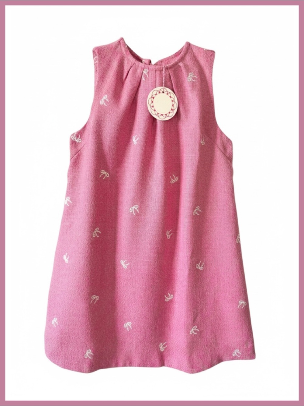 NWT Pink Tweed Mini Bow Shift Dress - Medium - Picture 2 of 9